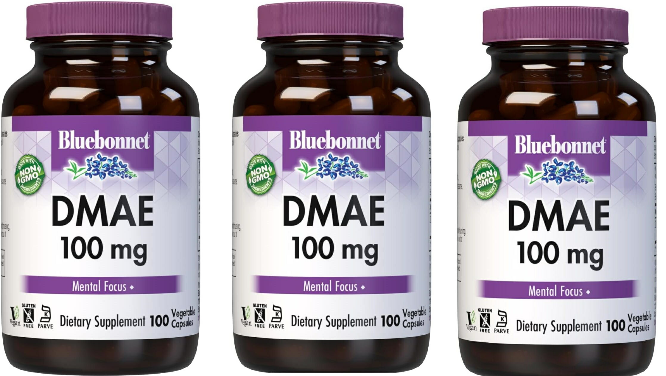 「お得な3本セット」Bluebonnet Nutrition 社 DMAE サプリメント1粒あたり100mg配合 サプリ100粒が3本 2-酒石酸ジメチルアミノエタノール BlueBonnet DMAE Supplement 100×3 記憶力 思考力 集中力 エイジングケア 高品質の2-酒石酸ジメチルアミノエタノール ブルーボネット