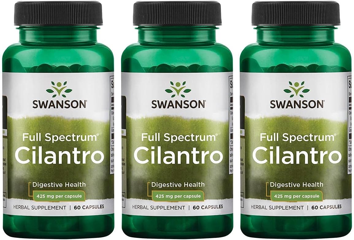 「お得な3本セット」Swanson社 シラントロ ( コリアンダー バクチー )1粒あたり425mg配合サプリメント60粒入り×3本 Cilantro (Coriander) 425 mg 60 Caps by Swanson Premium - 3 Pack