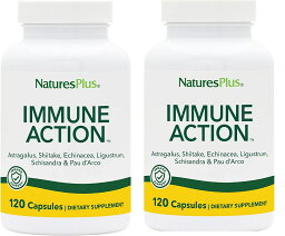 「お得な2本セット」NaturesPlus社 Immune Action（イミューンアクション）ベジカプセル120粒×2