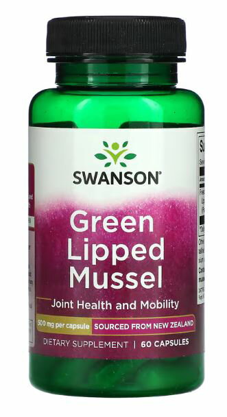 Swanson社ミドリイガイ 緑イ貝 モエギイガイ 1粒あたり500mg配合60粒サプリメントSwanson, Green Lipped Mussel, 500 mg, 60 Capsules