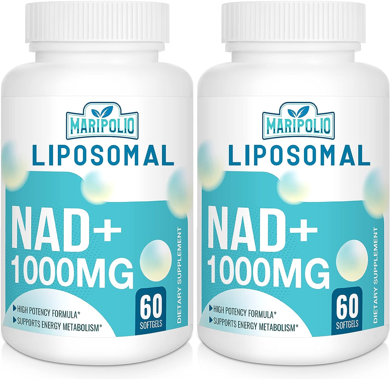 Maripolio 社リポソーム NAD 1粒あたり500mg配合 サプリメント 60粒入りが2本 Liposomal NAD Supplement 1000 mg Highest NAD Pontecy Max Absorption Pure Energy and DNA Repair, Aging Defense, Brain Function 120 Day Supply