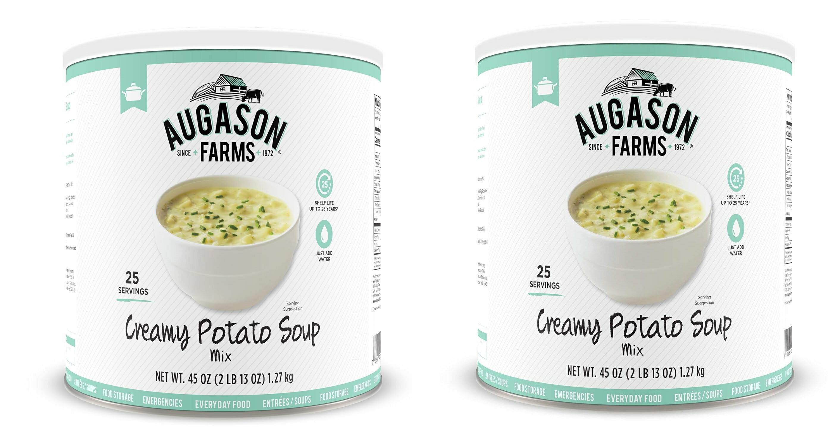 「お得な2缶セット」Augason Farms クリーミーポテトスープミックス 缶 45 オンス Augason Farms Creamy Potato Soup Mix 45 Oz 1.27kg ×2缶(合計3.14kg) 非常食 セット 最長25年保存 保存食 防災セット 長期保存 防災 台風対策 キャンプ ピクニック