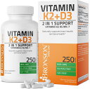 Bronson Vitamin K2 (MK7) with D3 Supplement Non-GMO Formula 5000 IU Vitamin D3 & 90 mcg Vitamin K2 MK-7 Easy to Swallow Vitamin D & K Complex, 250 Capsules