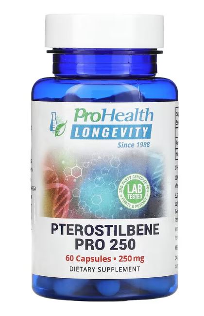 ■お召し上がり方■ご使用の目安 1 日 1-2粒を目安にお召し上がりください。1 日 500 mg (2粒以上)を超えないようにご注意ください。 ProHealth Longevity, Pterostilbene Pro 250, 250 mg, 60 CapsulesNMNでおなじみのProHealth Longevity社さんの開発サプリメントです。 ProHealth Longevity社さんは1988年創業以来、数多くのサプリメントがProHealth Longevityさんのラボで 行われています。 ダイエットサプリとして、 ブルーベリーから抽出されたレスベラ トロールのジメチル化誘導体であるプテロスチルベンは、通常のレスベラ トロールよりもエネルギーが強いことが研究の結果わかったそうです。レスベラトロールご愛用のお客様にも1度は手に取って頂きたいお勧めのサプリメントです。