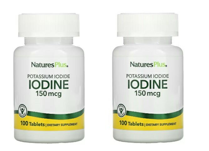 NaturesPlus ヨウ化カリウム 150mcg 100錠 が2本 ヨウ化カリウム錠 ヨウ化カリウムサプリメント ヨウ素 サプリ/ヨウ素剤/安定ヨウ素剤 ヨウ素カリウム 放射能 ヨウ素 甲状腺