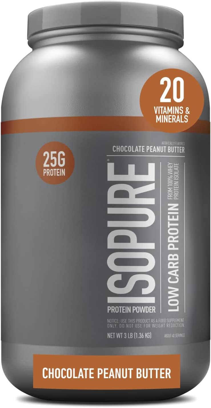 Isopure社 天然由来成分 プロテインパウダーチョコレートピーナツツ 1361g Isopure Low Carb, Vitamin C and Zinc for Immune Support, 25g Protein, Keto Friendly Protein Powder, 100% Whey Protein Isolate, Flavor: Chocolate Peanut Butter, 3 Pounds