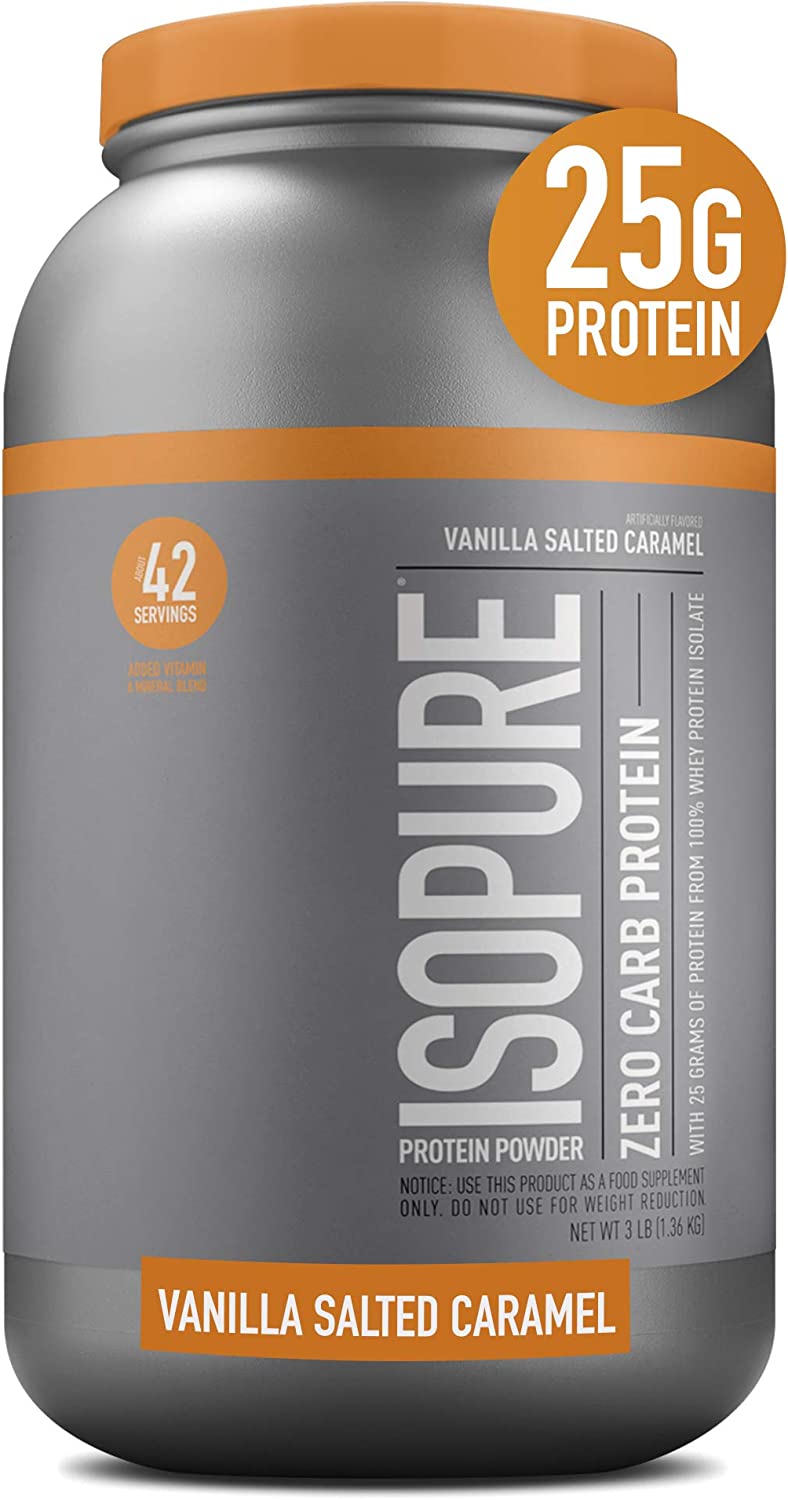 楽天キューパンダIsopure社 天然由来成分 プロテインパウダーバニラ塩キャラメル 1361g Isopure Zero Carb, Vitamin C and Zinc for Immune Support, 25g Protein, Keto Friendly Protein Powder, 100％ Whey Protein Isolate, Flavor: Vanilla Salted Caramel, 3 Pounds （Packaging May Vary）