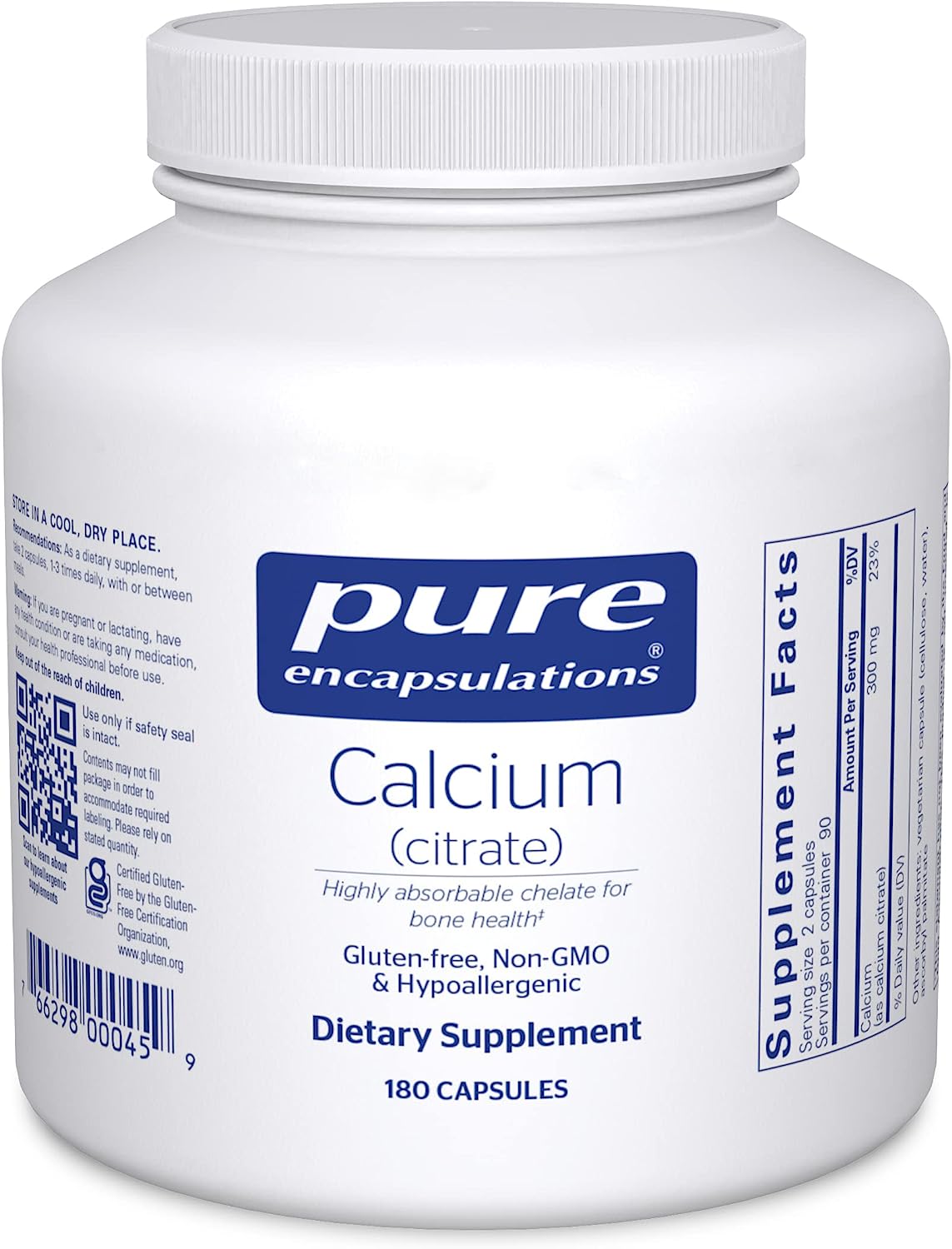 Pure Encapsulations社 クエン酸カルシウム1粒あたり150mg配合 サプリメント180粒入り Pure Encapsulations Calcium (Citrate) Supplement for Bones and Teeth Colon Health and Cardiovascular Support 180 Capsules カルシューム