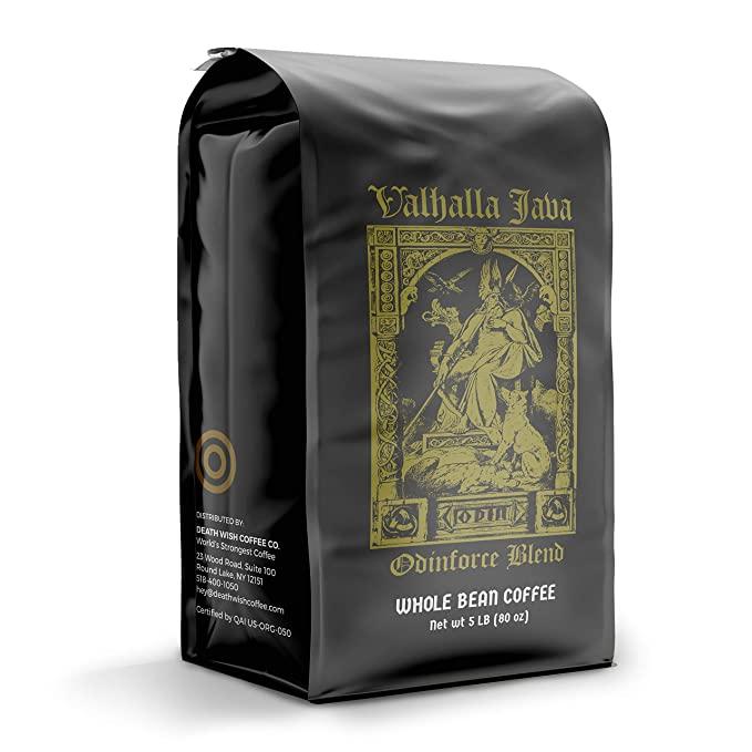 Death Wish Coffee Co.社 Valhalla Javaダークローストコーヒー豆 アラビカロブスタ豆 オーガニックコーヒー豆 2268g