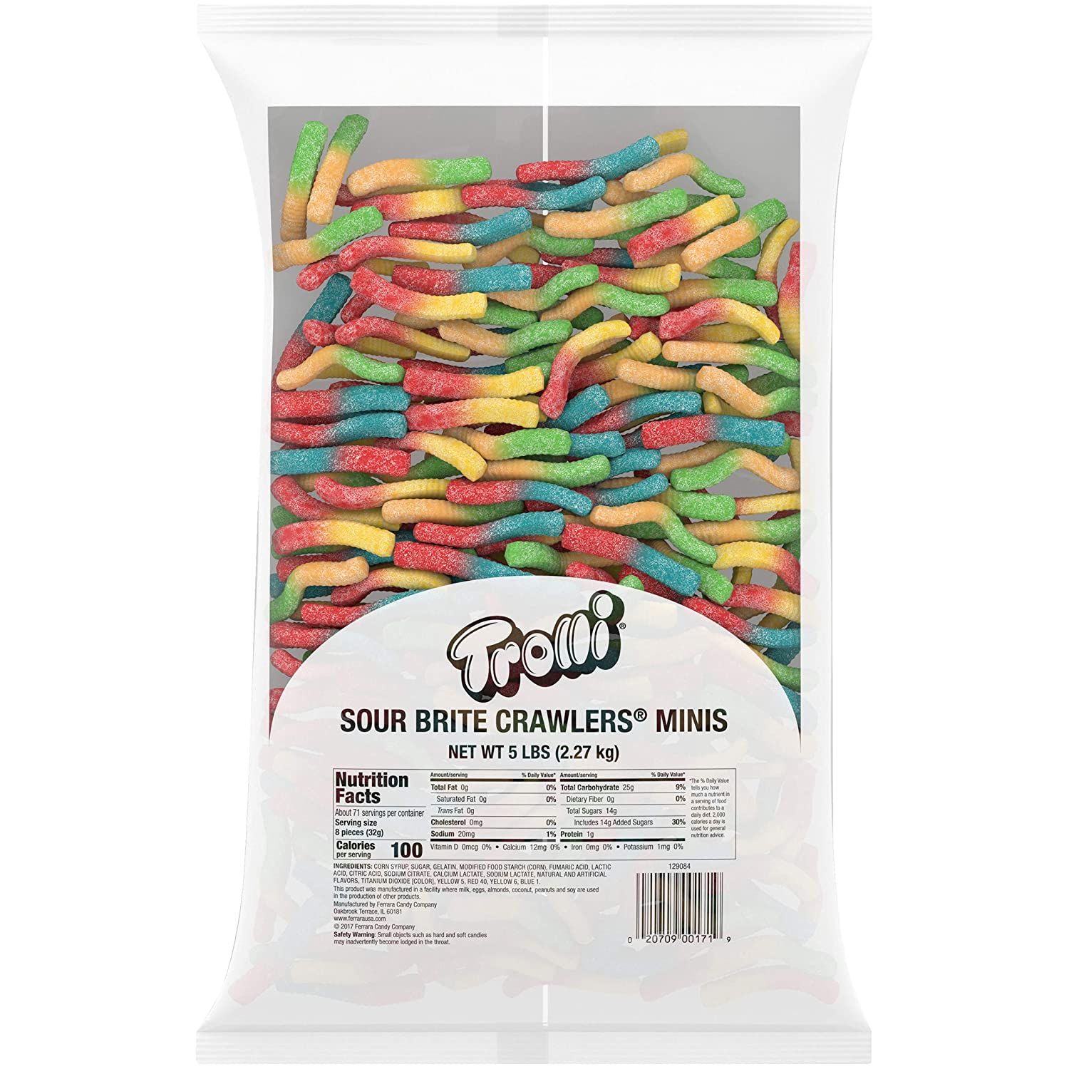 Trolli社 Sour Brite Crawlers Gummy Worms, 2.27kg Bulk Candy Bag Sour Gummy Worms