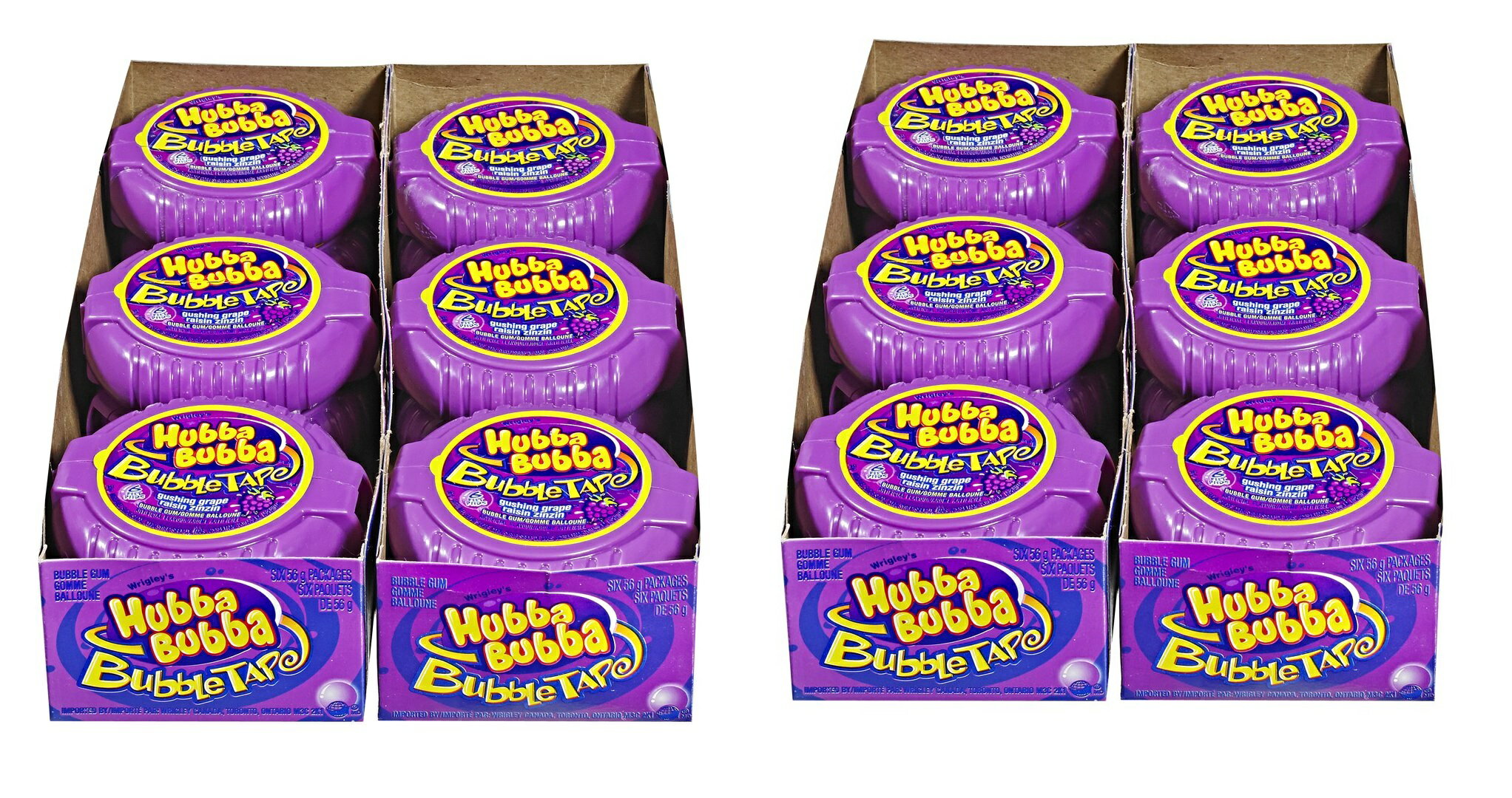 「お得な2セット(12個×2箱)」Hubba Bubba Gum社バブルガムグレープ味56.7g (12個×2箱)
