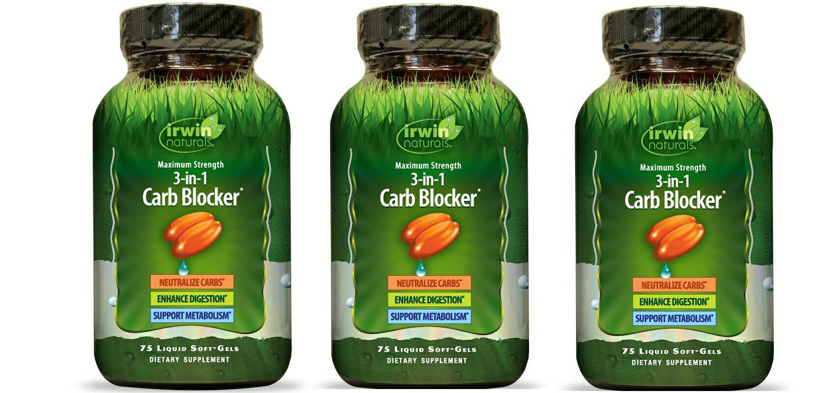 楽天キューパンダ「お得な3本セット」Irwin Naturals社 3-in-1 Carb Blocker 3-in-1カーブブロッカー 75粒入×3本 3-in-1カーボブロッカー