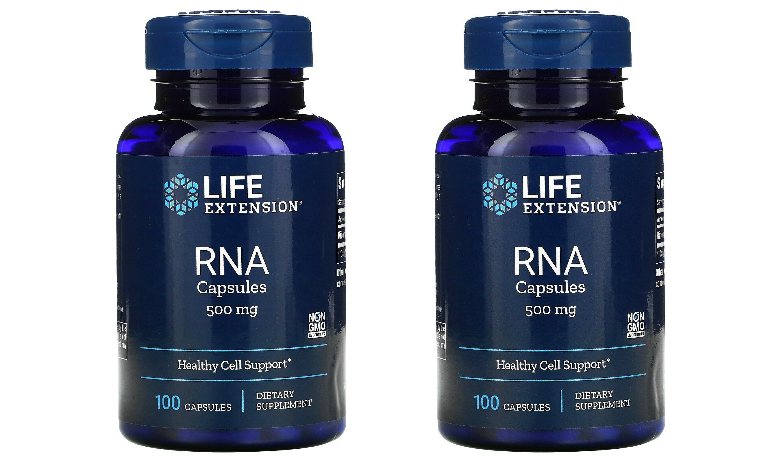 「お得な2本セット」Life Extension社RNAサプリメント1粒あたりリボ核酸（RNA）500mg配合、100粒入り×2本