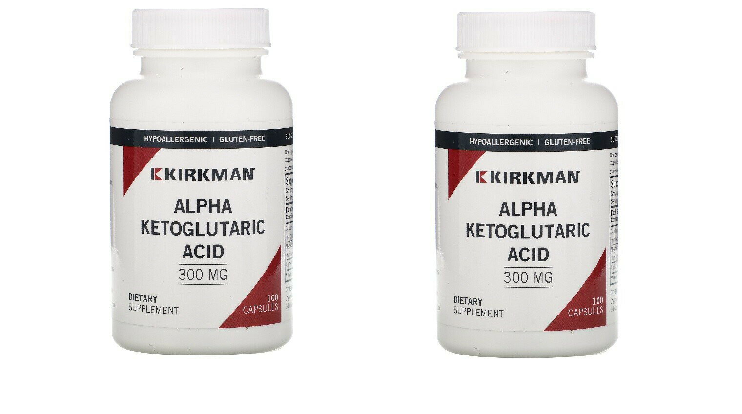 「お得な2本セット」Kirkman Labs社アルファケトグルタル酸サプリメント（AKG）Alpha-Ketoglutaric Acid1粒あたり300mg配合100粒 ×2本