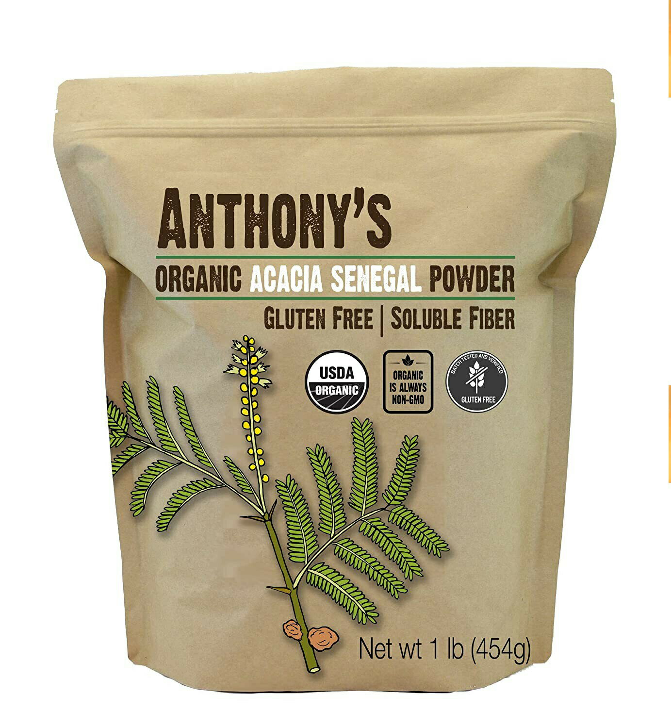 Anthony's Organic社　認定オーガニック アカシア繊維パウダー 454g入り