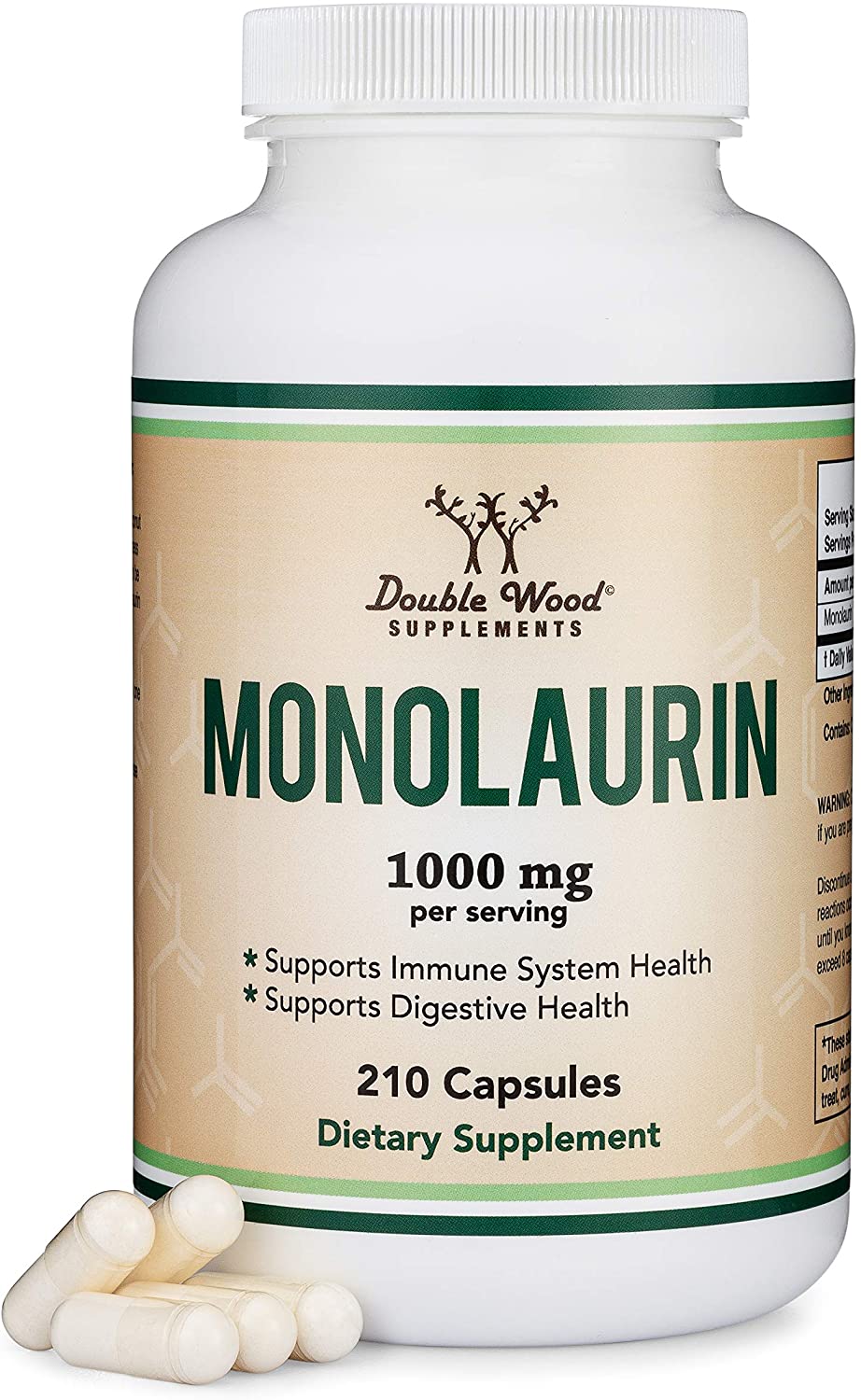 Double Wood Supplements社 モノラウリンMonolaurinzサプリメント1粒あたり500mg配合210粒入り