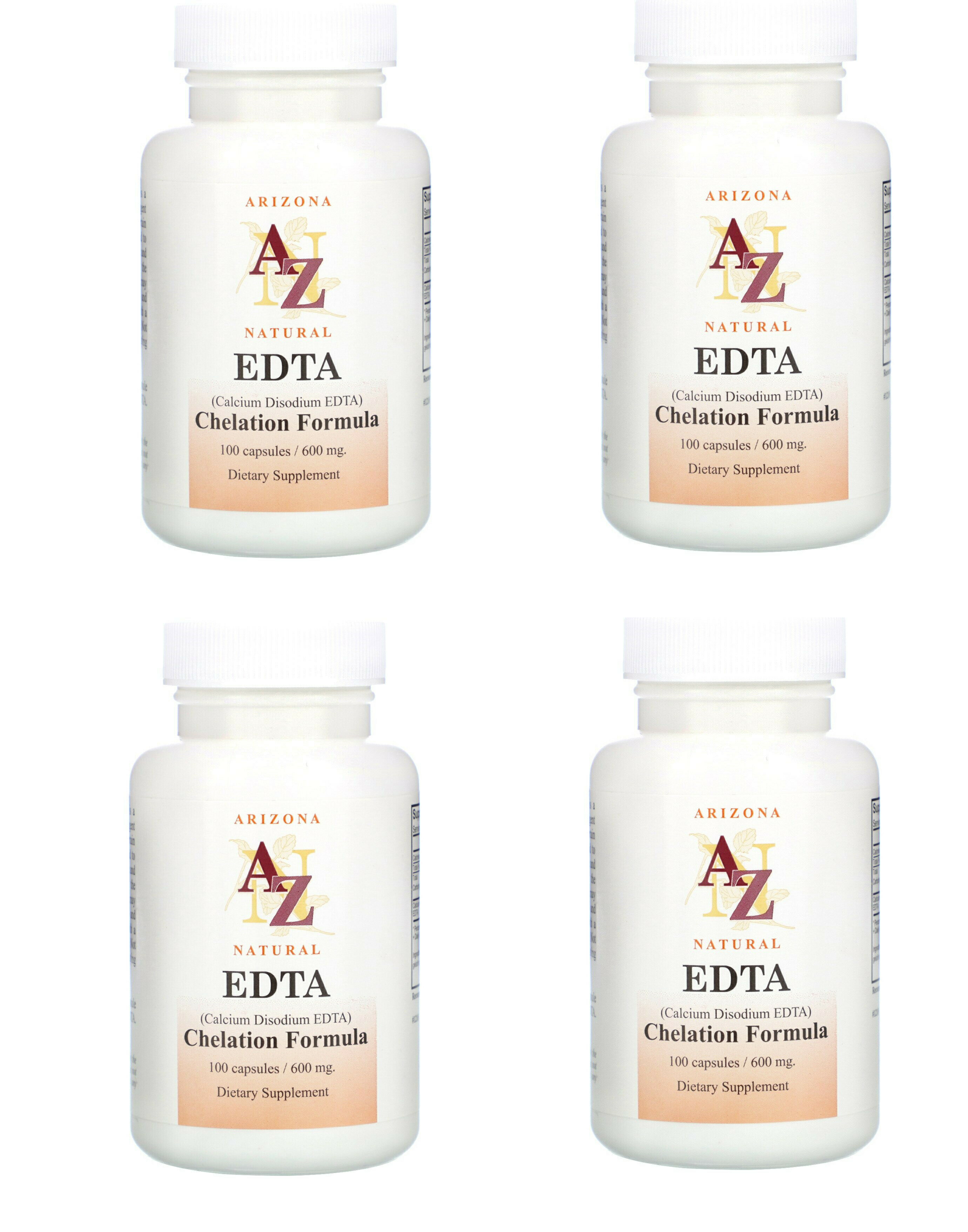 「お得な4本セット」Arizona Natural社EDTAサプリメント1粒あたり600mg配合100粒×4本　EDTA カルシウム二ナトリウム Arizona Natural　EDTA 600mg　100カプセル