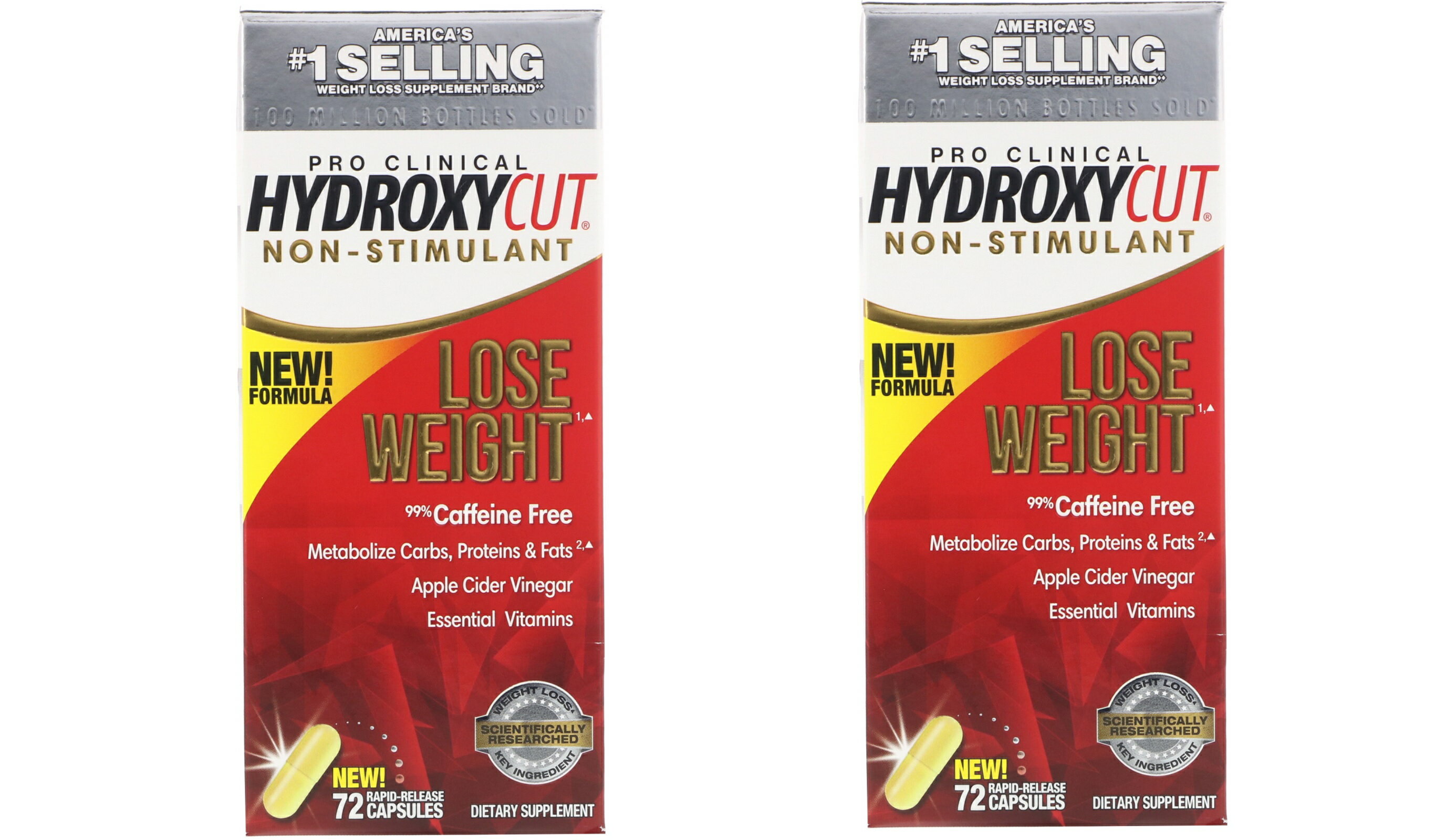 「お得な2本セット」Hydroxycut社他ダイエットサプリメント/プロクリニカルHydroxycut（ハイドロキシカット速放性カプセル72粒/Hydroxycut, Pro Clinical Hydroxycut, Non-Stimulant, 72 Rapid-Release Capsules2bottle