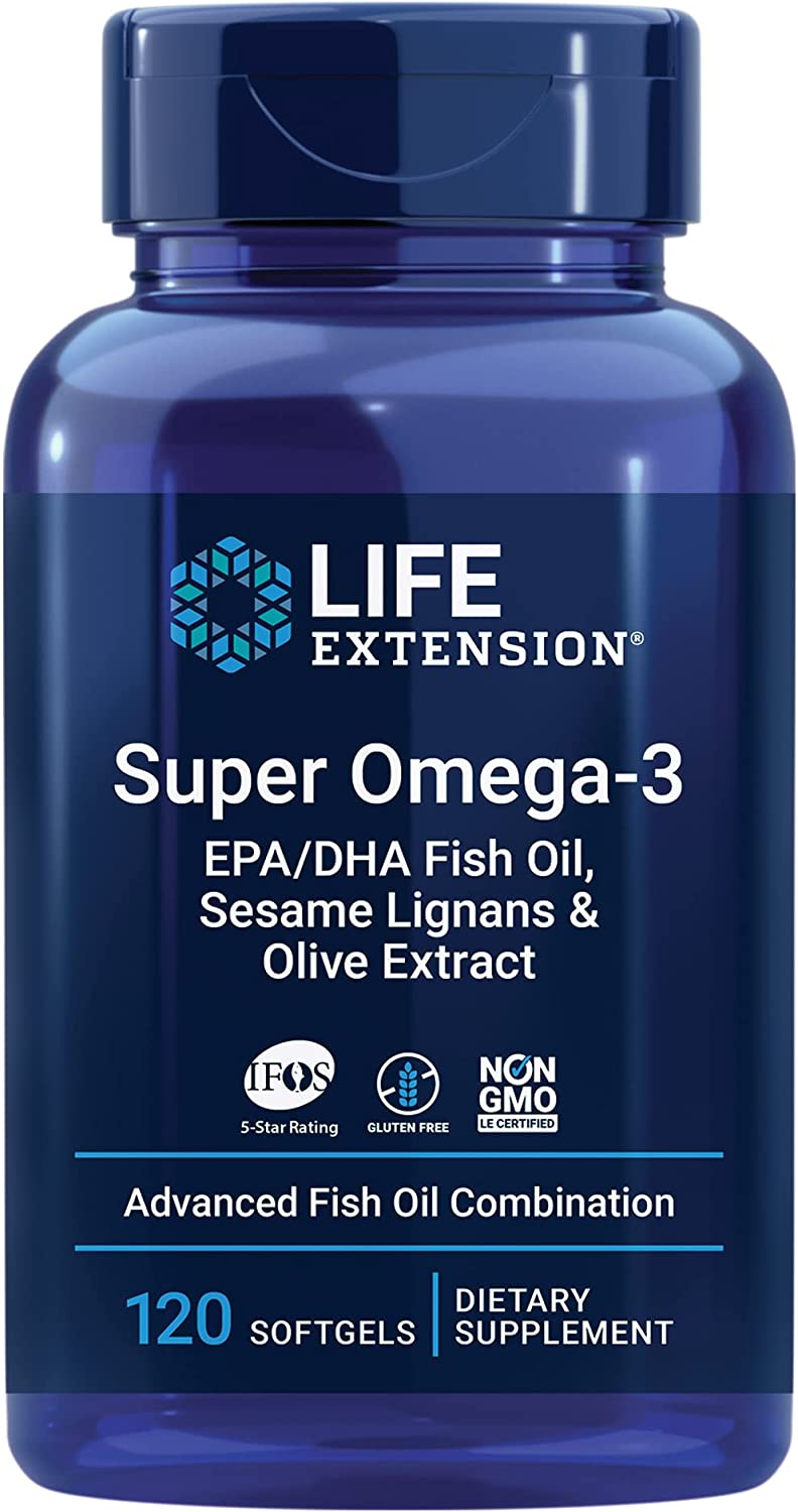 Life Extension社スーパーオメガ3 EPA/DHA セサミリグナン＆オリーブ果実エキス配合 120粒(ソフトジェル)