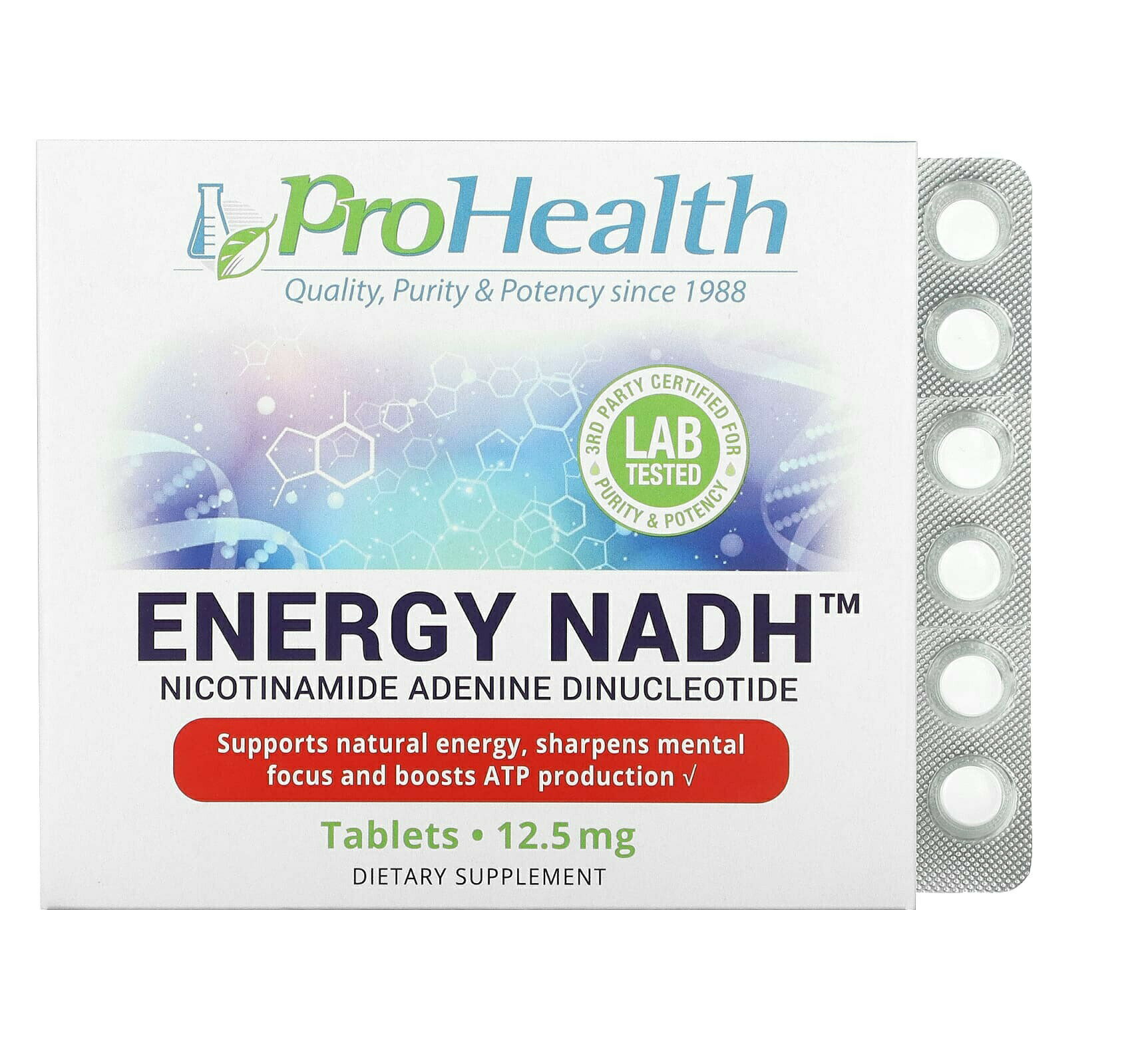 ProHealth Longevity社NADH1粒あたり12.5 mg90粒入りサプリメント/Energy NADH, 12.5 mg, 90 Tablets