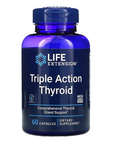 Life Extension社Triple Action Thyroid, 60Capsヨウ素配合サプリメント(1粒あたりヨウ化由来175mcg)配合60粒入り/ヨウ化カリウム/ヨウ化カリウム錠/ヨウ化カリウムサプリメント/ヨウ素 サプリ/ヨウ素剤/安定ヨウ素剤/ヨウ素カリウム/放射能 ヨウ素/