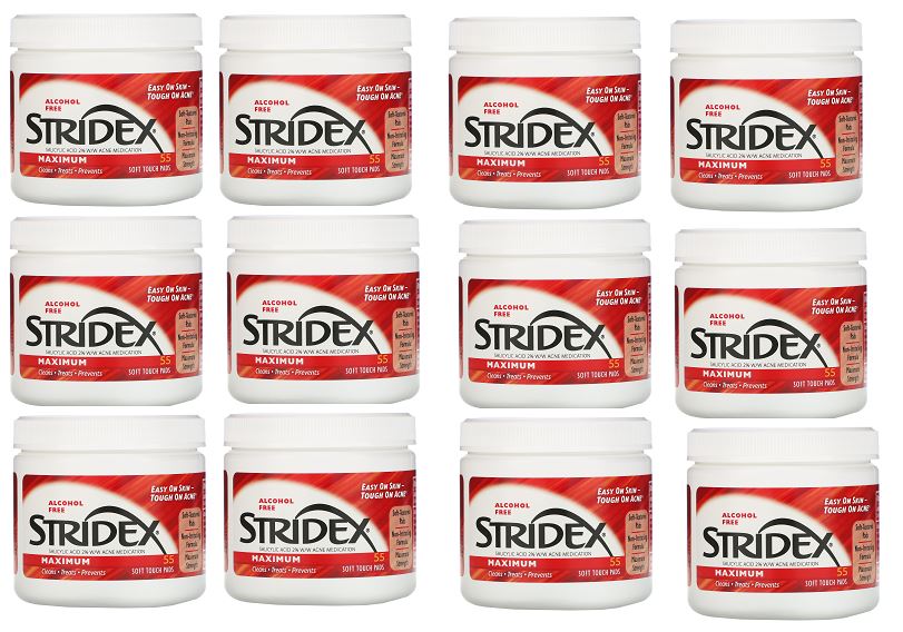 「お得な12個セット」STRIDEX アルコールフリー マキシマム アルコールフリー 55枚ソフトタッチパッド×12個