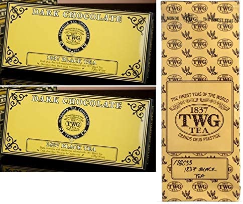 「ギフト包装」TWG シンガポールの高級紅茶で人気の1837ブラックティーのチョコレート120g2枚 と1837ブラックティー茶葉50gのセット■リボン ティーダブルジー ティーダブリュージー ティー