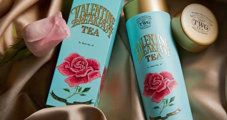 TWG Tea（ティーダブリュージー ティー） 紅茶 バレンタイン限定品「ギフト包装」シンガポールの高級紅茶 TWGシリーズ/バレンタインブレックファーストティー茶葉1缶100g入りと茶葉1袋入50g入り