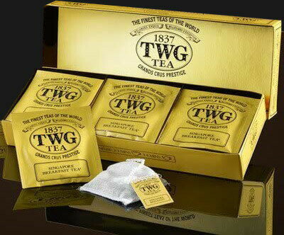 「ギフト包装」シンガポールの高級紅茶 TWG (1837 Black Tea(1837ブラックティー1箱 ティーパック2.5g×15袋)■リボン