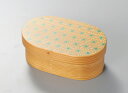 越前塗 麻の葉 日本の弁当箱 小判 1個 パール漆(スカイグリーン)絵