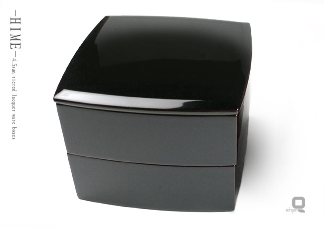 越前塗 木製 4寸5分姫重箱 溜内朱