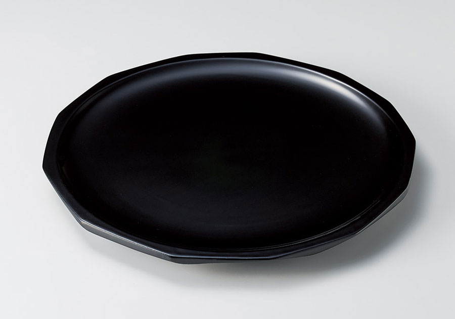 木製越前塗　荒挽き皿（小）黒