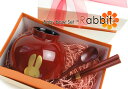 うさぎベビー椀 朱色セット(スプーン・箸)