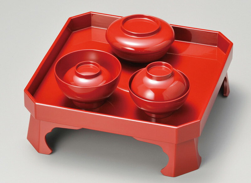 越前塗り 喰初膳 朱 1組