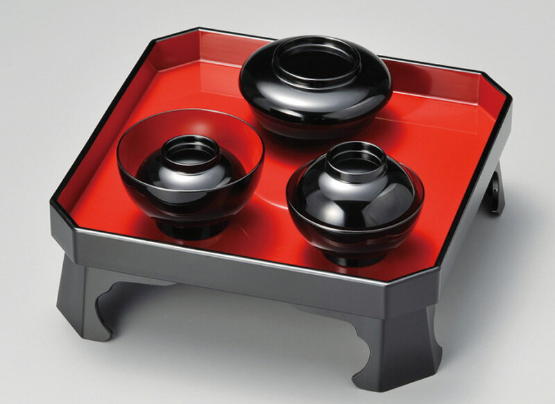 越前塗り 喰初膳 黒 1組