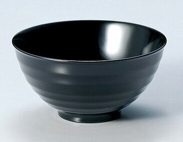 木製越前塗り　鉋目　飯椀　黒