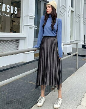 スカート レディース プリーツスカート マキシスカート 春 夏 秋冬 ロング丈 ロングスカート ウエストゴム 大人 20代 30代 40代 OL ママ 母
