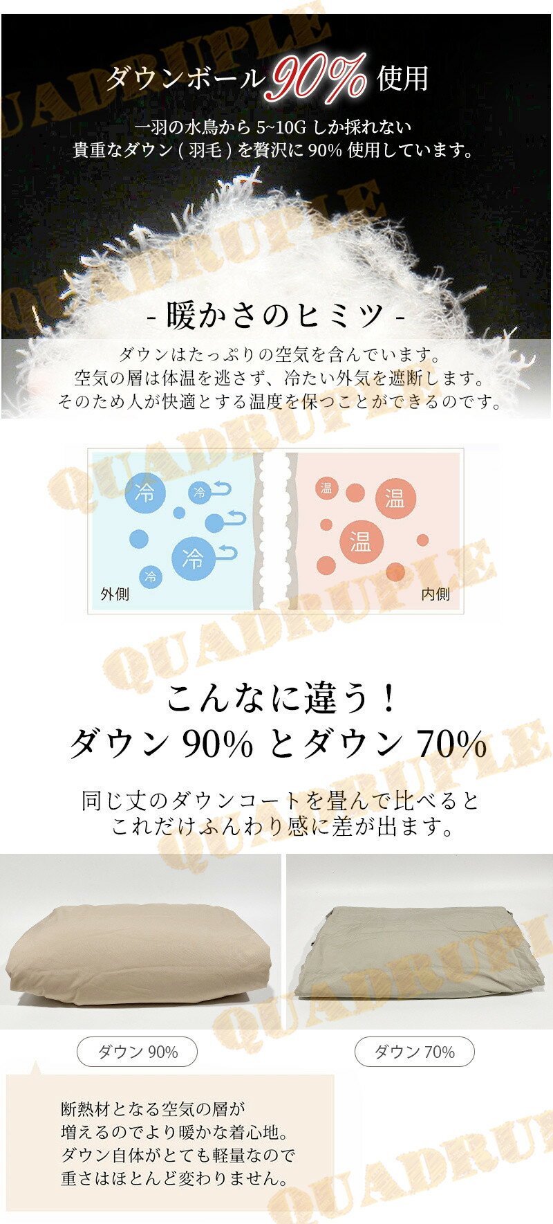 ダウン90%！ 2WAY ダウンコート コート レディース 冬 ダウンジャケット ロングコート 大きめポケット ファー付き ポケット付き ファー 取り外し可能 アウター ジャンパー 前開き ドロスト 厚手 暖かい 防寒 撥水 カジュアル