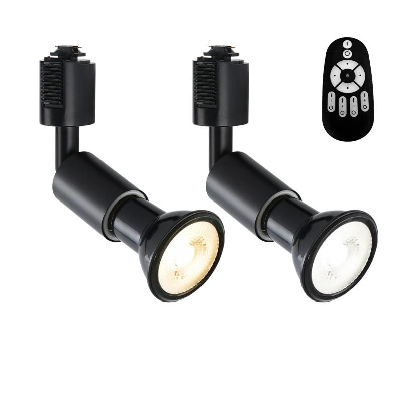 ダクトレールライト LEDスポットライト E26口金 LED電球付き 調光調色 消費電力6W（40W形相当） リモコン付き 遠隔操作 ビーム電球 ライティングレール 天井照明 角度調節可能 昼光色 昼白