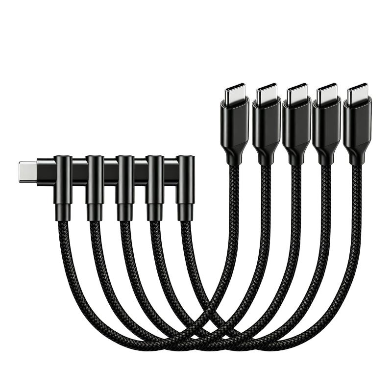 USB-C ＆ USB-C ケーブル (0.25m ブラック) 60W/3A 急速充電 /USB2.0規格/ PD対応高耐久ナイロン Type C (USB C to USB C) ケーブル 25cm 短い Type C to Type C ケーブル