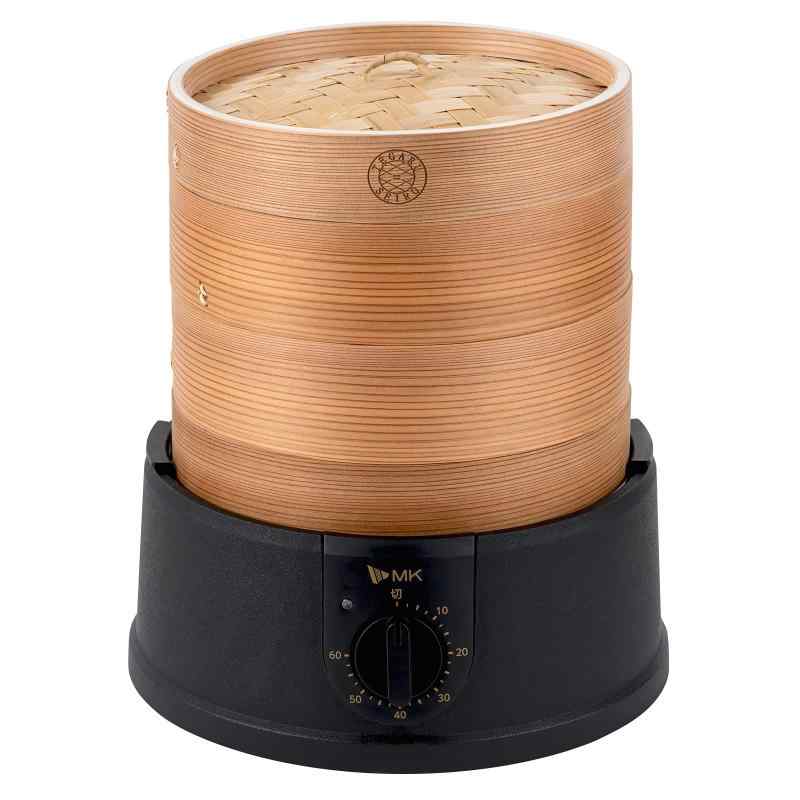 樂天商城 - エムケー精工 せいろ 蒸し器 二段 セット 21cm 電気せいろ 蒸し器 中華せいろ 家庭用 杉製 (一部竹製) 延長輪付き ふた付き レシピブック付き TEGARU=SEIRO 手軽せいろ
