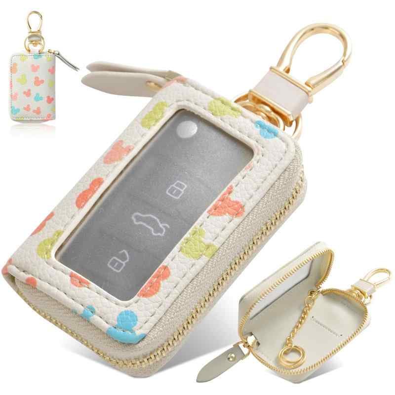樂天商城 - [] スマートキーケース 革 レディース 人気 可愛い カバー型 キーホルダー スマートキー 車キーケース キーカバー シボ革 カラビナ付き キーリング キーチェーン
