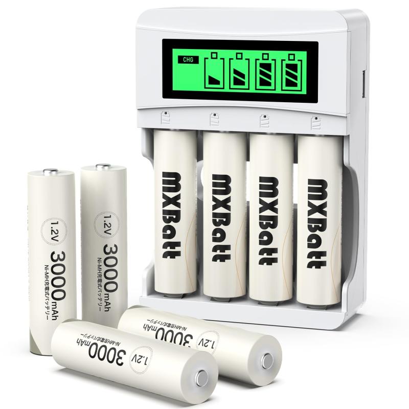 充電池 ニッケル水素電池 単3電池 充電式 LCD急速充電器セット