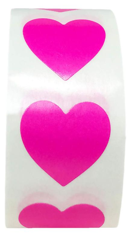 ホットピンクのハートのステッカー, 19 mm 3/4 インチバレンタインデーラベル500パック