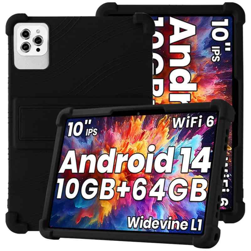 x13/tuotatop x13-2 タブレット 10 インチ ケースソフト シリコン ケース 耐衝撃 防滑 脱着簡単なシリコン保護カバー x13/tuotatop x13-2 用 スマートカバー (ブラック)の商品画像