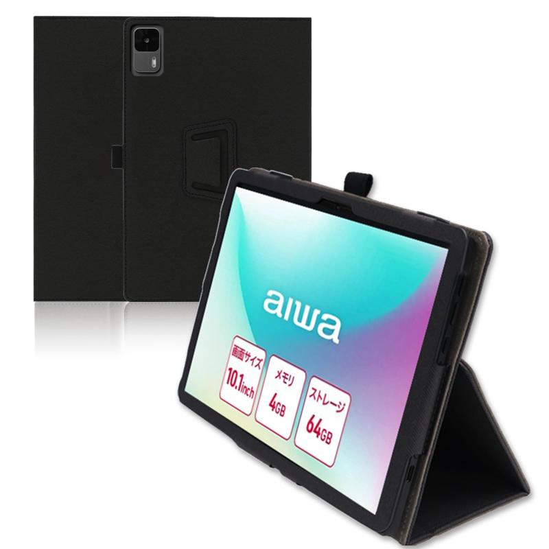 TOSHIBA - For aiwa tab 10L (JA5-TBA1011) ケース タブレット 10.1インチ カバー スタンド 機能 角度調整 上質PUレザー キズ防止 軽量 全面保護 タブレット用アクセサリー 専用 スマートカバー （ブラック
