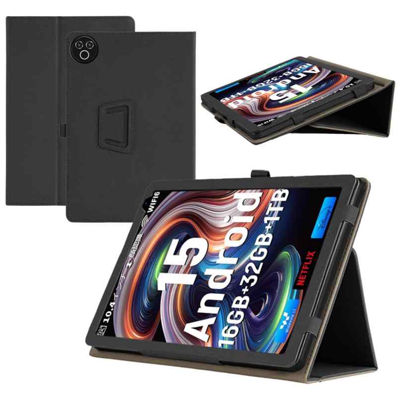 Netbook （UmPC） - For GCKB1004 ケース 10.4 インチ タブレット カバー RUIX PU素材 落下防止 滑り止め 傷防止 保護カバー 軽量 内蔵ブラケット機能 ペンスロットデザイン タブレット 保護ケース（ブラック）