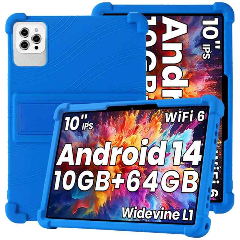 x13/tuotatop x13-2 タブレット 10 インチ ケースソフト シリコン ケース 耐衝撃 防滑 脱着簡単なシリコン保護カバー x13/tuotatop x13-2 用 スマートカバー(ブルー)の商品画像