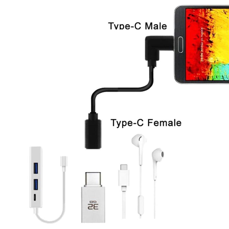 L字型右向きUSB-C USB 3.1 Type Cオス - メス延長データケーブル Macbookタブレット用 20cm