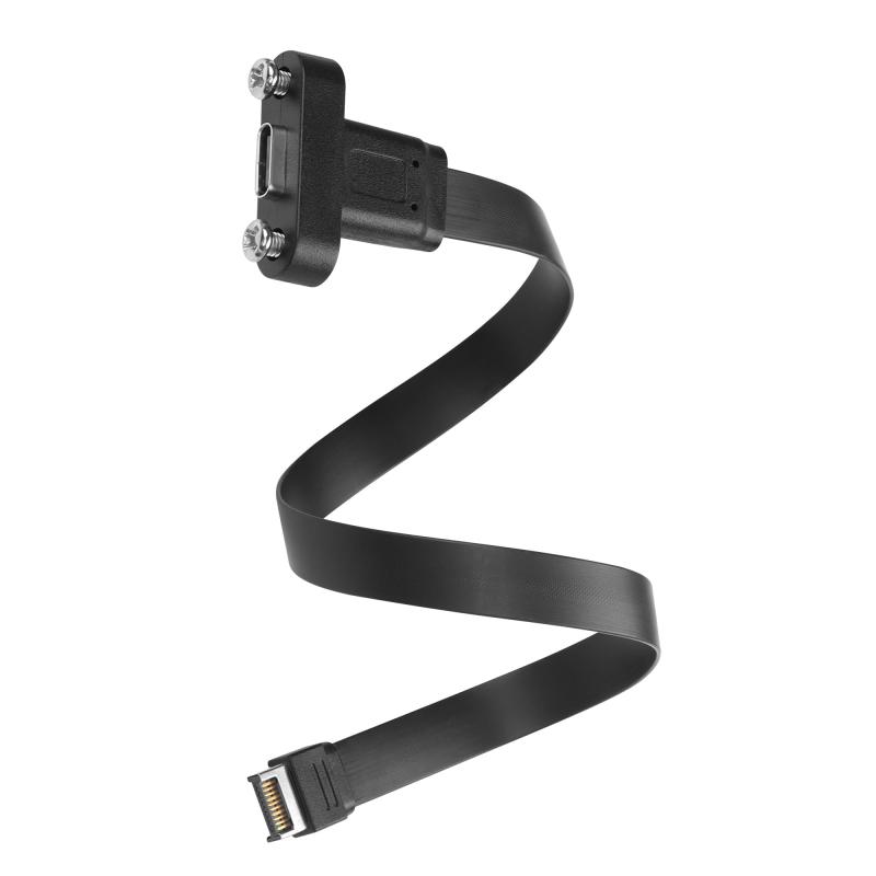 Other - USB 3.1フロントパネル・ヘッダ・タイプC延長ケーブル タイプE 20ピン・オス-USB-Cメス・ケーブル パネル取り付けネジ付き 10Gbps 30cm